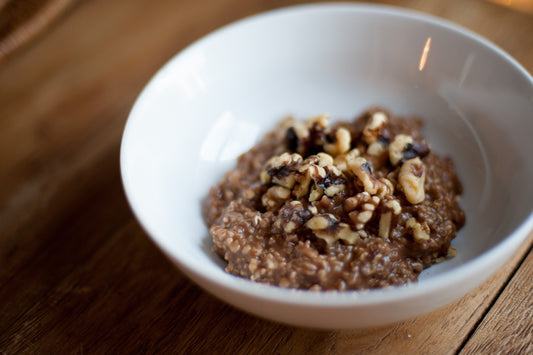 Cacao Quick Oats With Walnuts and Coconut Milk