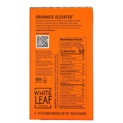 Nutrition Facts for Organic Regeneratively Farmed® Carrot + Sweet Potato + Pea Puree