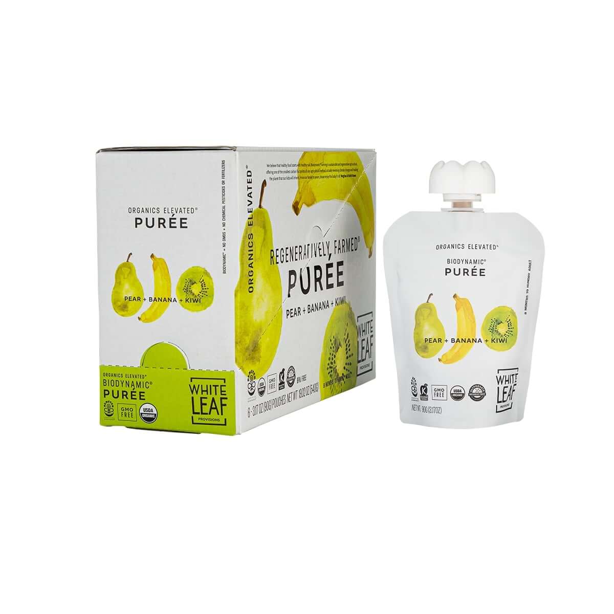 Organic Regeneratively Farmed® Pear + Banana + Kiwi Baby Food Puree