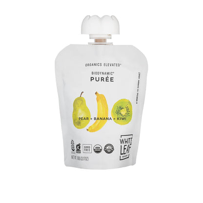 Organic Regeneratively Farmed® Pear + Banana + Kiwi Puree | White Leaf Provisions